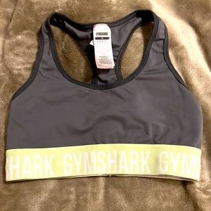 Gymshark, grey and green sports bra (M)